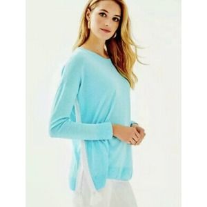 Lilly Pulitzer Damara Coolmax Sweater Heathered Bayside Blue $138 Meidum
